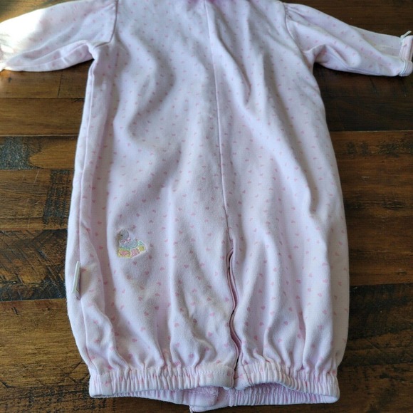 McBaby Vintage Light Pink W/ Hearts & Animals Collared Sleep Sack Button Up - Picture 5 of 11